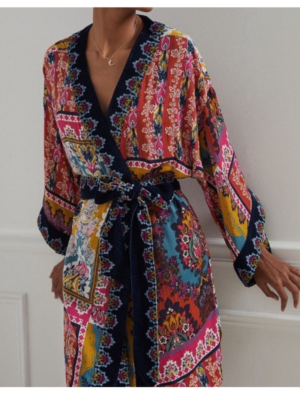 Anthropologie Zadie velvet trim robe